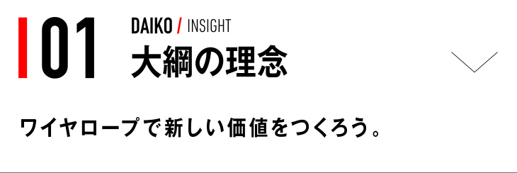 01 DAIKO / INSIGHT ワイヤロープで新しい価値をつくろう。